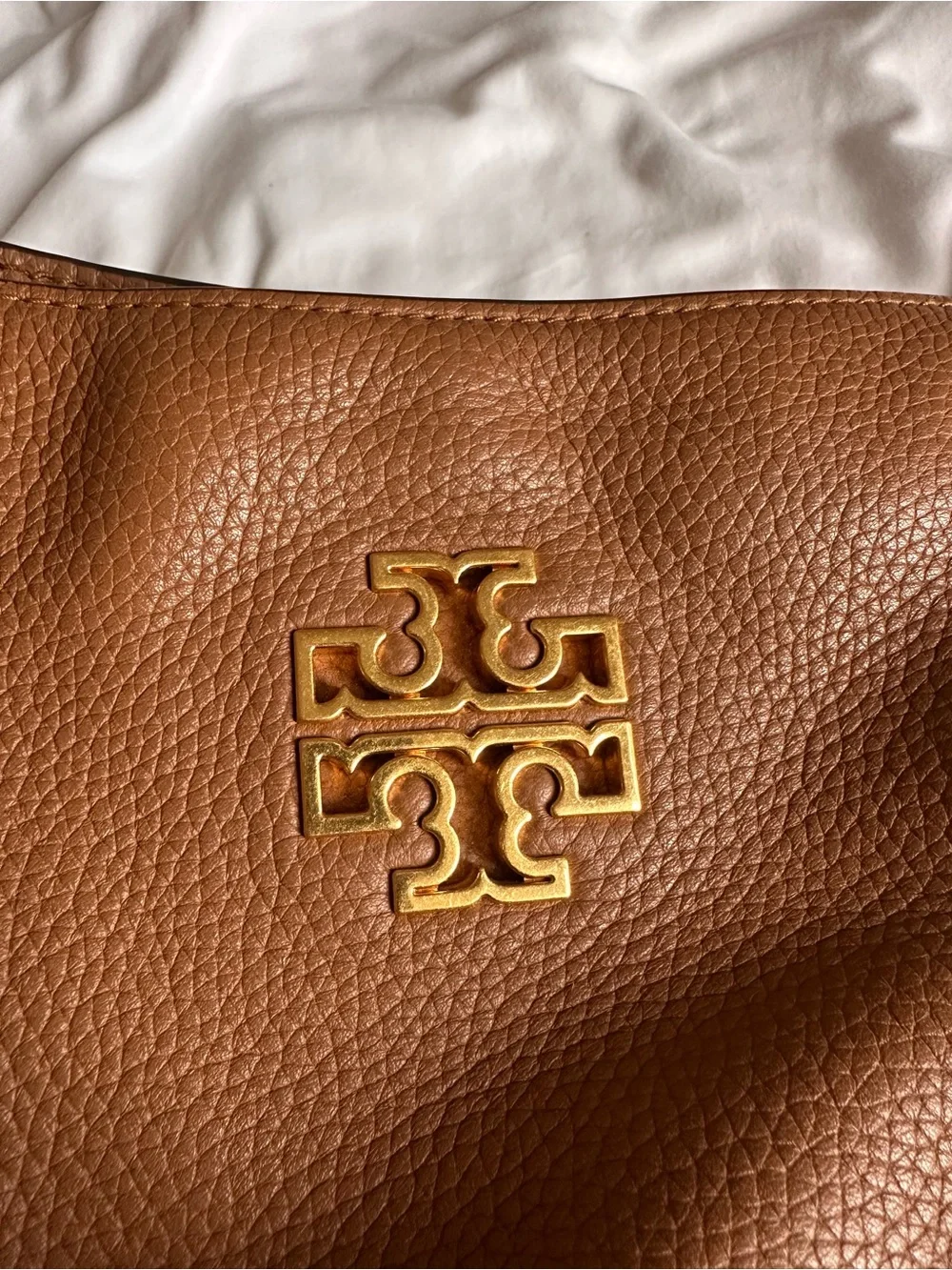 Tory Burch Tan Pebbled Leather Tote with Gold Hardware